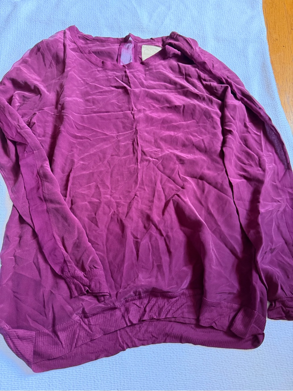 Chaser Plum Long Sleeve Sheer Blouse